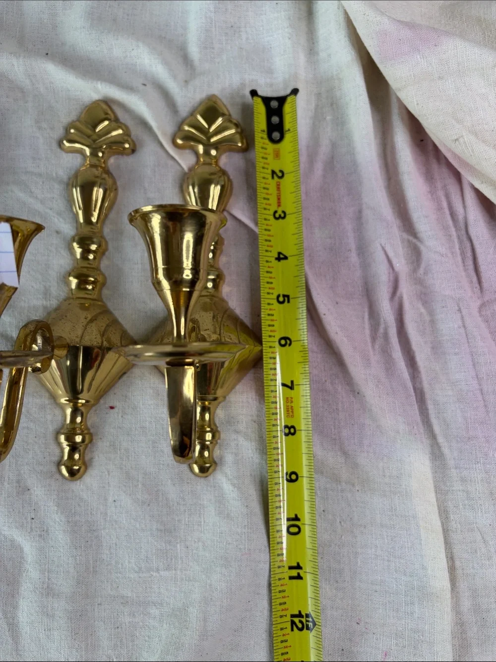 Polished Brass Wall Candle Sconces - Pair
